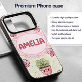 Cute Kawaii Floral Plants Cream Printed Design Custom Name Protective Phone Case Mobile Cover Durable Everyday Smartphone Shock Resistant