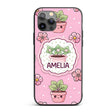 Cute Kawaii Floral Plants Blush Pink Background Custom Name Protective Phone Case Mobile Cover Durable Everyday Smartphone Shock Resistant