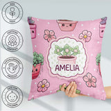 Custom Name Kawaii Floral Blush Pink Background Seamless Pattern Square Filled Cushion Throw Pillow Sofa Bed Home Decor Zip Washable UK Made