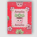 Personalised Name Cute Kawaii Floral Plants Custom  Bespoke Interior Contemporary Canvas Wall Art Print Decor Picture Ready to Hang