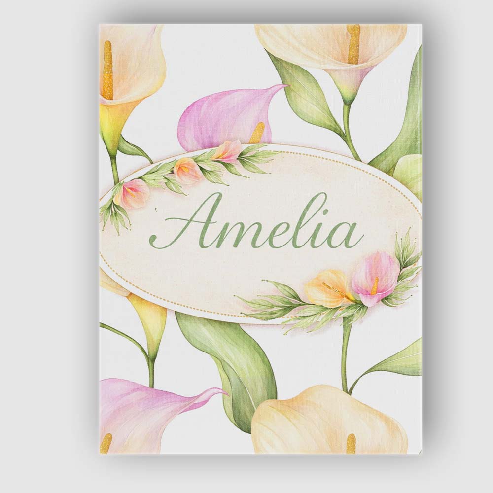 Personalised Name Elegant Calla Lily Botanical Floral Seamless Custom Modern Room Accent Canvas Wall Art Print Decor Picture Ready to Hang