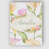 Personalised Name Elegant Calla Lily Botanical Floral Seamless Custom Modern Room Accent Canvas Wall Art Print Decor Picture Ready to Hang