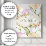 Personalised Name Elegant Calla Lily Botanical Floral Seamless Custom Modern Room Accent Canvas Wall Art Print Decor Picture Ready to Hang