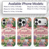 Cute Kawaii Indoor Plants Beige Printed Design Custom Name Protective Phone Case Mobile Cover Durable Everyday Smartphone Shock Resistant