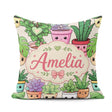 Custom Name Kawaii Indoor Cream Background Seamless Pattern Name Square Filled Cushion Throw Pillow Sofa Bed Home Decor Zip Washable UK Made