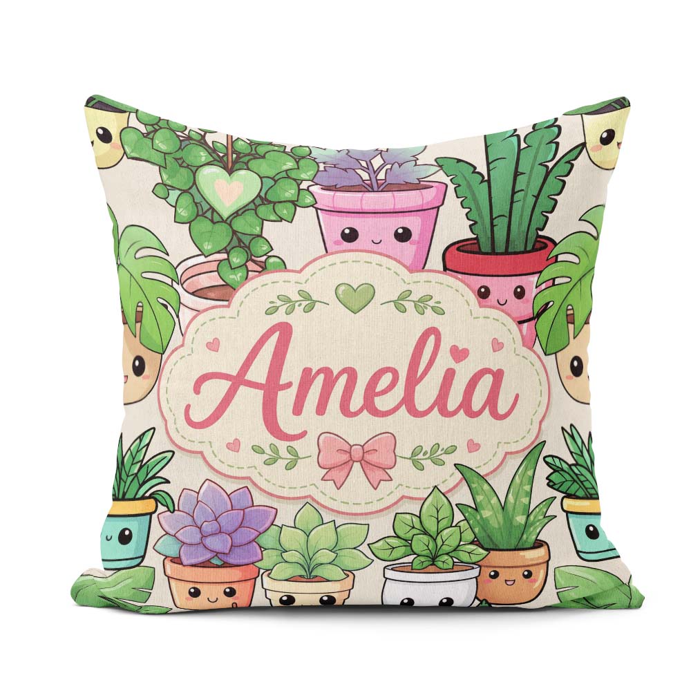 Custom Name Kawaii Indoor Cream Background Seamless Pattern Name Square Filled Cushion Throw Pillow Sofa Bed Home Decor Zip Washable UK Made