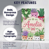 Personalised Name Cute Kawaii Indoor Plants Custom  Bespoke Interior Contemporary Canvas Wall Art Print Decor Picture Ready to Hang