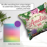 Custom Name Kawaii Indoor Cream Background Seamless Pattern Name Square Filled Cushion Throw Pillow Sofa Bed Home Decor Zip Washable UK Made