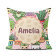 Custom Name Kawaii Indoor Soft Beige Background Seamless Pattern Square Filled Cushion Throw Pillow Sofa Bed Home Decor Zip Washable UK Made