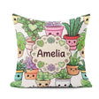Custom Name Kawaii Indoor Light Grey Background Seamless Pattern Square Filled Cushion Throw Pillow Sofa Bed Home Decor Zip Washable UK Made