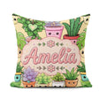 Custom Name Kawaii Indoor Plants Warm Yellow Background Seamless Square Filled Cushion Throw Pillow Sofa Bed Home Decor Zip Washable UK Made