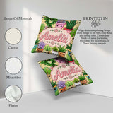 Custom Name Kawaii Indoor Plants Warm Yellow Background Seamless Square Filled Cushion Throw Pillow Sofa Bed Home Decor Zip Washable UK Made