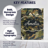 Personalised Name Classic Green Brown Army Camouflage Seamless Custom Modern Room Accent Canvas Wall Art Print Decor Picture Ready to Hang