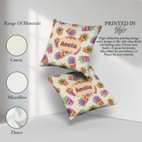 Custom Name Kawaii Succulent Plants Soft Sage Background Pattern Square Filled Cushion Throw Pillow Sofa Bed Home Decor Zip Washable UK Made