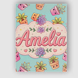 Personalised Name Cute Kawaii Succulent Custom  Modern Room Accent Elegant Feature Canvas Wall Art Print Decor Picture Ready to Hang
