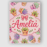 Personalised Name Cute Kawaii Succulent Custom  Modern Room Accent Elegant Feature Canvas Wall Art Print Decor Picture Ready to Hang