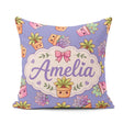 Custom Name Kawaii Succulent Plants Lavender Background Seamless Square Filled Cushion Throw Pillow Sofa Bed Home Decor Zip Washable UK Made