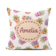 Custom Name Kawaii Plants Light Grey Background Seamless Pattern Square Filled Cushion Throw Pillow Sofa Bed Home Decor Zip Washable UK Made