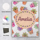 Personalised Name Cute Kawaii Succulent Custom  Modern Room Accent Elegant Feature Canvas Wall Art Print Decor Picture Ready to Hang