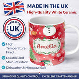 Personalized Custom Name Watercolor Gingerbread Cookie Gift Holly Snowflake Christmas Lovely 11oz Ceramic Coffee Tea Mug White Large Handle