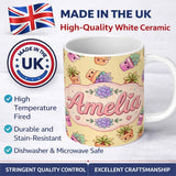 Personalized Custom Name Cute Kawaii Succulent Plants Warm Beige Background Seamless Pattern 11oz Ceramic Coffee Tea Mug White Large Handle