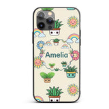Cute Kawaii Plants Rainbows Smiling Sun Cream Custom Name Protective Phone Case Mobile Cover Durable Everyday Smartphone Shock Resistant