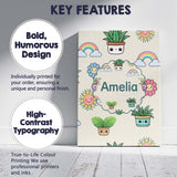 Personalised Name Cute Kawaii Plants Custom Premium Decorative Design Modern Room Accent Canvas Wall Art Print Decor Picture Ready to Hang