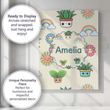 Personalised Name Cute Kawaii Plants Custom Premium Decorative Design Modern Room Accent Canvas Wall Art Print Decor Picture Ready to Hang