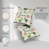 Custom Name Kawaii Plants Rainbows Sun Cream Background Seamless Square Filled Cushion Throw Pillow Sofa Bed Home Decor Zip Washable UK Made
