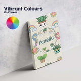 Personalised Name Cute Kawaii Plants Custom Premium Decorative Design Modern Room Accent Canvas Wall Art Print Decor Picture Ready to Hang