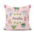 Custom Name Kawaii Rainbows Smiling Sun Pink Background Seamless Square Filled Cushion Throw Pillow Sofa Bed Home Decor Zip Washable UK Made