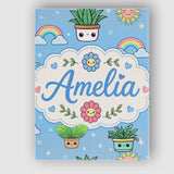 Personalised Name Cute Kawaii Plants Custom Premium Decorative Design Modern Room Accent Canvas Wall Art Print Decor Picture Ready to Hang