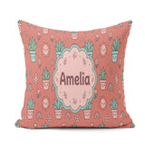 Custom Name Kawaii Plants Rainbows Sun Peach Background Seamless Square Filled Cushion Throw Pillow Sofa Bed Home Decor Zip Washable UK Made