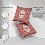 Custom Name Kawaii Plants Rainbows Sun Peach Background Seamless Square Filled Cushion Throw Pillow Sofa Bed Home Decor Zip Washable UK Made