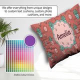 Custom Name Kawaii Plants Rainbows Sun Peach Background Seamless Square Filled Cushion Throw Pillow Sofa Bed Home Decor Zip Washable UK Made