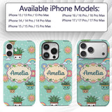 Cute Kawaii Plants Rainbows Smiling Sun Mint Custom Name Protective Phone Case Mobile Cover Durable Everyday Smartphone Shock Resistant