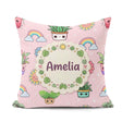 Custom Name Cute Kawaii Plants Rainbows Sun Soft Pink Background Square Filled Cushion Throw Pillow Sofa Bed Home Decor Zip Washable UK Made