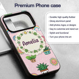 Cute Kawaii Plants Rainbows Smiling Sun Soft Pink Custom Name Protective Phone Case Mobile Cover Durable Everyday Smartphone Shock Resistant