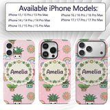 Cute Kawaii Plants Rainbows Smiling Sun Soft Pink Custom Name Protective Phone Case Mobile Cover Durable Everyday Smartphone Shock Resistant