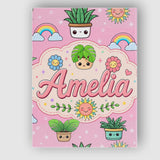 Personalised Name Cute Kawaii Plants Custom Premium Decorative Design Modern Room Accent Canvas Wall Art Print Decor Picture Ready to Hang