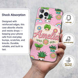 Cute Kawaii Plants Rainbows Smiling Sun Pink Custom Name Protective Phone Case Mobile Cover Durable Everyday Smartphone Shock Resistant