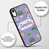 Cute Kawaii Plants Rainbows Smiling Sun Purple Custom Name Protective Phone Case Mobile Cover Durable Everyday Smartphone Shock Resistant
