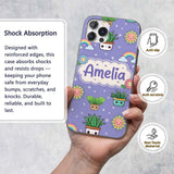 Cute Kawaii Plants Rainbows Smiling Sun Purple Custom Name Protective Phone Case Mobile Cover Durable Everyday Smartphone Shock Resistant