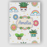 Personalised Name Cute Kawaii Plants Custom Premium Decorative Design Modern Room Accent Canvas Wall Art Print Decor Picture Ready to Hang