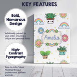 Personalised Name Cute Kawaii Plants Custom Premium Decorative Design Modern Room Accent Canvas Wall Art Print Decor Picture Ready to Hang