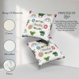 Custom Name Kawaii Rainbows Smiling Sun Grey Background Seamless Square Filled Cushion Throw Pillow Sofa Bed Home Decor Zip Washable UK Made