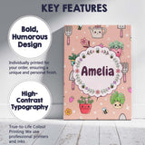 Personalised Name Cute Kawaii Garden Tools Custom  Unique Gift Idea Elegant Feature Canvas Wall Art Print Decor Picture Ready to Hang