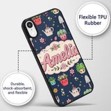 Cute Kawaii Garden Tools Bees Flowers Plants Navy Custom Name Protective Phone Case Mobile Cover Durable Everyday Smartphone Shock Resistant
