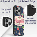 Cute Kawaii Garden Tools Bees Flowers Plants Navy Custom Name Protective Phone Case Mobile Cover Durable Everyday Smartphone Shock Resistant