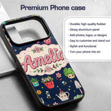 Cute Kawaii Garden Tools Bees Flowers Plants Navy Custom Name Protective Phone Case Mobile Cover Durable Everyday Smartphone Shock Resistant